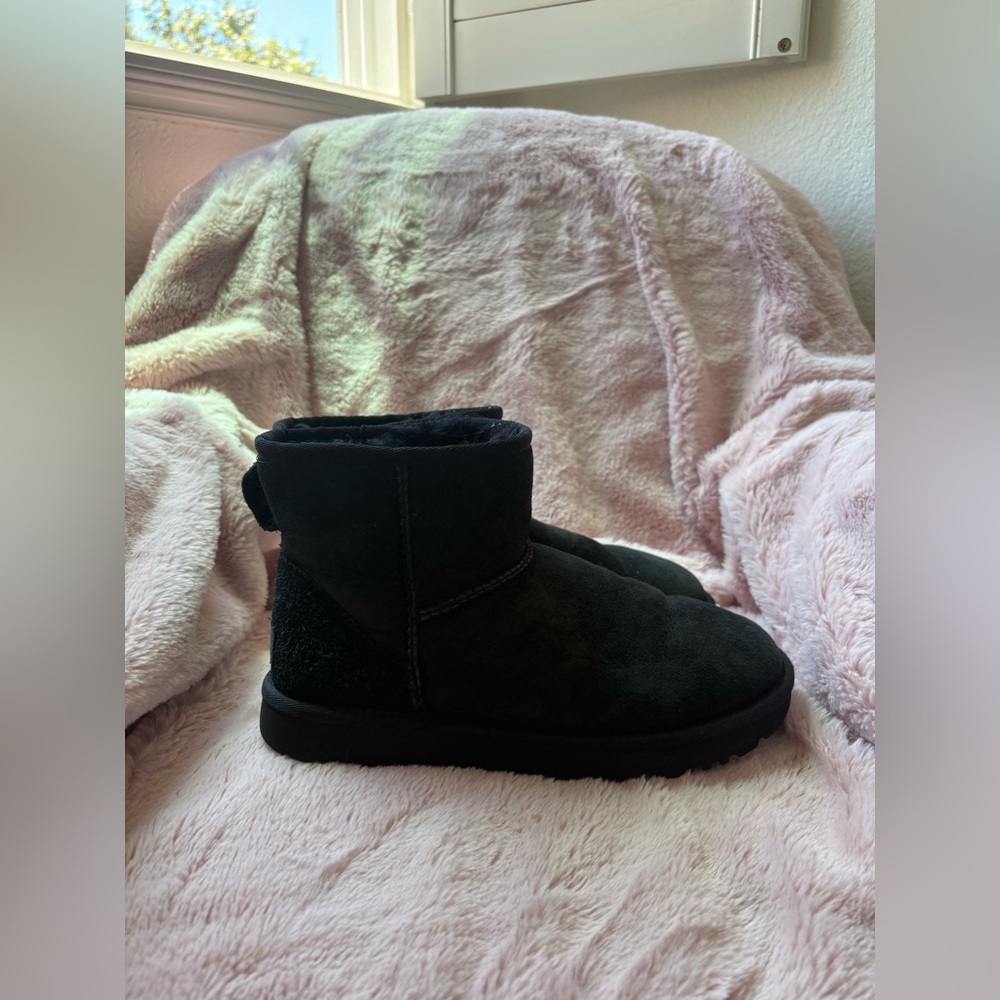 UGG Women’s Classic Mini II Black Suede Ankle Boots